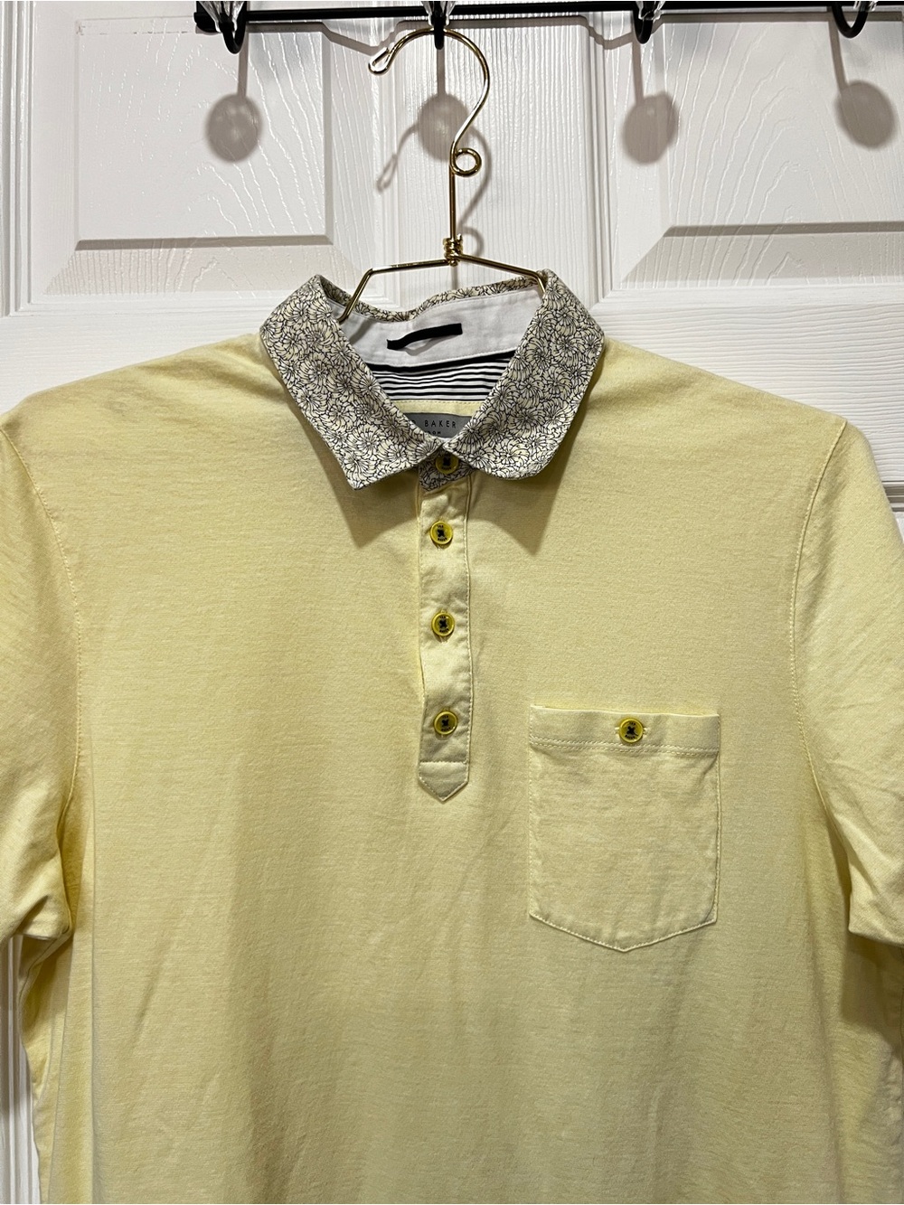 Ted Baker London Polo Size 3 (US-M) Modal Blend Yellow Floral Collar Soft Comfy - Picture 3 of 7